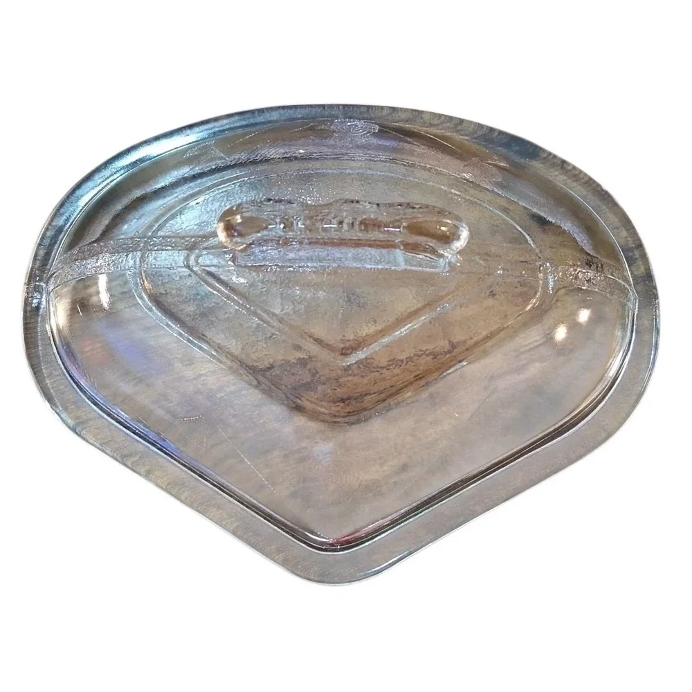 Vtg Guardian Service Hammered Aluminum Triangular Casserole 2.5Qt w/Glass Lid